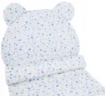 Muslino vystymo palutė 70x100 plonas pledas + pagalvėle Teddy - žydra pievelė