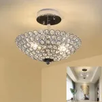 Depuley modernus kri&scaron;tolinis sietynas, lubinis &scaron;viestuvas miegamajam, E14, skaidrus ir sidabrinis, skersmuo 30 cm, tinkamas prie&scaron;kambariui, svetainei, laiptams, virtuvei - lemputė neįtraukta