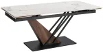 Mebel Elite I&scaron;skleidžiamas stalas REX 2, 180&ndash;240 cm, balto marmuro / rie&scaron;uto spalvos