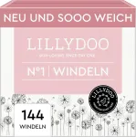Lillydoo &Scaron;velnios kūdikių sauskelnės &ndash; 1 dydis (2&ndash;5kg), mėnesio dėžutė (144 vnt.), patikima apsauga nuo pratekėjimo, mink&scaron;tos, be kvapiklių ir losjonų jautriai odai, dermatologi&scaron;kai patikrintos