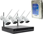 PNI House WiFi660 NVR vaizdo stebėjimo rinkinys su 4 belaidėmis kameromis, 3MP ir pridedamu PNI SafeHouse 1TB HDD, 3.5'