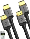 Silkland 10k 8k hdmi 2.1 kabelis 1 m, 2 vnt. sertifikuotas hdmi&reg; kabelis 4k @ 144hz/120hz 8k @ 60hz, earc, hdr10, dolby atmos, 48 gbps, hdcp2.3, skirtas hdtv/soundbar/ps5/blu-ray/switch/projektoriui/ne&scaron;iojamam kompiuteriui/ekranui