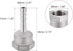 Sourcing map žarnos jungties adapteris 304 nerūdijantis plienas 8 mm žarnos antgalis x g1/2 vidinis vamzdis su 6&ndash;12 mm žarnos spaustuku