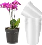 Tysm-cc 10 skaidrių orchidėjų vazonų rinkinys, pagamintas i&scaron; uv spinduliams atsparaus plastiko su drenažo skylute &ndash; idealiai tinka sodui, balkonui, biurui ir vidaus/lauko naudojimui &ndash; tvirti augalų vazonai orchidėjoms ir sukulentams