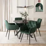 Mebel Elite I&scaron;skleidžiamas stalo ir 4 kėdžių komplektas, 100&ndash;250 cm, juodas ir žalias