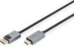 Digitus dp į hdmi kabelis su led 4k/30hz, 3 m aliuminio korpusas, paauksuotas, palaiko 4k30hz