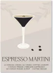Happymotive Espresso Martini plakatas, kokteilių plakatas su receptu ir ingredientais, moderni sienų dekoracija barui, virtuvei ir svetainei, auk&scaron;čiausios kokybės spaudinys ant 300g popieriaus, din a2, a3 ir a4