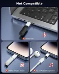 Moko usb c į lightning adapteris 2 vnt., adapteris usb c į lightning su greitu įkrovimu ir apsaugos nuo pametimo virvele, skirtas iphone 14/13/12/11/x, pad pro/air 5/mini 6, pod nano/touch, netinka audio/otg, baltas