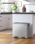 Songmics atliekų rū&scaron;iavimo konteineris su 2 plastikiniais vidiniais kibirais, 48 l