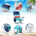 Let's Camp paplūdimio kėdžių rinkinys, 2 vnt., paplūdimio kėdė, kempingo kėdė, sulankstoma kėdė, 4 padėtys, lauko kėdė su pamink&scaron;tintais pečių dirželiais, laikymo krep&scaron;ys, iki 113 kg
