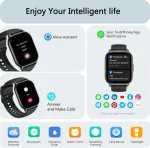 Vtkp i&scaron;manusis laikrodis vyrams ir moterims, 2.1 colio Hd ekranas su bluetooth skambučiais, 110+ sporto režimų, &scaron;irdies ritmo matuoklis, žingsniamatis, atsparus vandeniui Ip68, skirtas android ir ios, juodas