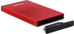 Tooq Tqe-2527r - 2.5" Hdd dėklas (sata I/ii/iii iki 9.5mm auk&scaron;čio, Usb 3.0), aliuminis, Led indikatorius, raudonas, 50g