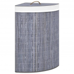Kampinis skalbinių krep&scaron;ys, pilkos spalvos, bambukas, 60l