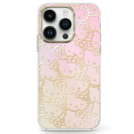 Apple iPhone 13 / 14 / 15 Hello Kitty dėklas IML Gradient Electrop Crowded Kitty Head (HKHCP15SHCHPEP) rožinės spalvos
