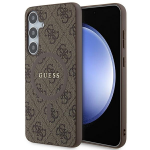 Samsung Galaxy S24 Plus Guess dėklas 4G Collection odinis Metal Logo MagSafe (GUHMS24MG4GFRW) rudos spalvos