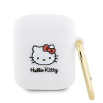 Apple AirPods Hello Kitty Silicone 3D Kitty Head (HKA23DKHSH) ausinių dėklas baltos spalvos
