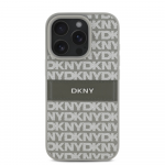 DKNY PU Leather Repeat Pattern Tonal Stripe Apple iPhone 16 Pro dėklas telefonui smėlio spalvos