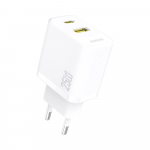 Dudao A26T GaN 25W USB-A, USB-C įkroviklis - baltos spalvos