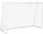 SPORTNOW Futbolo vartai, tvirtas tinklas, plastikinis rėmas, sąvaržėlės, 300I x 120P x 200A cm, balta