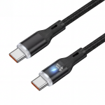 Spacetronik USB2.0 C tipo LED kabelis 60W silikoninis juodas 1m