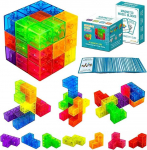 Malplay Magnetinių 3D kaladėlių dėlionė kubas su kortelėmis
