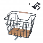 Luggage rack basket/front basket BASIL Nordland MIK, juodas/wood