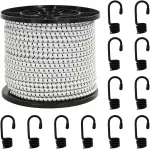 Bungee virvės su kabliukais 8 mm Juoda ir Balta PP ir guma