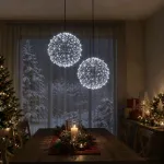 Kalėdų finialo &scaron;viesa 2 vnt. 600 LED &Scaron;alta balta &Oslash; 30 x 32 cm