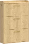 Aosom Siaura batų spintelė su atverčiamomis durelėmis, 3 skyriai, &scaron;viesiai ruda, 80 x 24 x 117,5 cm