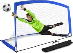 Treniruočių futbolo vartai 2.00 m, lengvai surenkami, ne&scaron;iojami, su uždangalu, mėlyni, sodo vartai, mini futbolo vartai