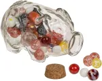 Kiaulės formos stiklainis su dangteliu saldainiams ir smulkiems daiktams - kiaulės dizaino stiklinė ir kam&scaron;tinė taupyklė 14 x 8 cm skaidri