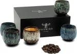 Pheniox Tibet Mini espresso puodelių rinkinys, 5 vnt., 100 ml, auk&scaron;tos kokybės keramikos puodeliai, be rankenėlės, galima plauti indaplovėje, espresso, mocha, prieskonių puodeliai, dovana modernaus dizaino