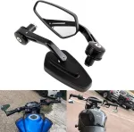 Vairo galo veidrodėlis, universalus motociklo galinio vaizdo veidrodėlis, cnc aliuminio lydinio &scaron;oninis veidrodėlis, skirtas 7/8 colių tu&scaron;čiaviduriams vairams nuo gatvės sportinių, dviračių, kruizerių, motorolerių, cafe racer, #2, juodas