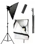 Steiner Led lempos rinkinys 80w = 800w 3200-5500k reguliuojamas softbox stovas 215cm