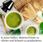 Matcha &scaron;luotelės 4 dalių rinkinys, Matcha &scaron;luotelė, Matcha žaliosios arbatos &scaron;luotelė, Matcha rinkinys pradedantiesiems, bambukinis &scaron;auk&scaron;tas, bambukinis semtuvas, &scaron;luotelės laikiklis, skirtas namams, biurui ir arbatos kambariui, juodas