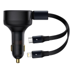 Baseus Enjoyment automobilinis įkroviklis su kabeliu USB-C + Lightning 3A 30W - juodas