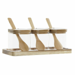 3 indeliai DKD Home Decor Bambukas Borosilikatinis stiklas (20.5 x 8 x 1.5 cm) (3 pcs) (150 ml)