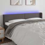 Galvūgalis su LED, pilkos spalvos, 203x16x78/88cm, dirbtinė oda
