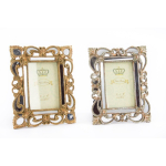 Nuotraukų rėmelis DKD Home Decor Sidabras Auksinis Derva Shabby Chic (19 x 2 x 25 cm) (2 vnt.)