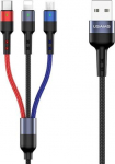 USAMS pintas kabelis U26 3in1 0,35m 2A greitas įkrovimas (lightning/microUSB/USB-C) SJ410USB01 (US-SJ410)
