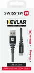 Swissten Kevlar duomenų kabelis USB / USB-C / 1,5 m / 60 W
