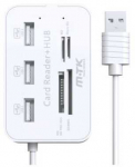 MTK USB 2.0 &scaron;akotuvas + kortelių skaitytuvas - 3 x USB 2.0 + MS/SD/M2/TF