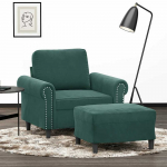 Sofa Krėslas su pakoja, tamsiai žalios spalvos, 60cm, aksomas