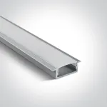 Įleidžiamas profilis su baltu difuzoriumi, 2m, 7906R/AL. Komplektuojama su 2 poromis užbaigimų. Tinkama LED juostoms 20 mm.