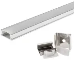 2m LED juostos pavir&scaron;inis profilis OPTONICA, pilkas, 17.4x7mm, komplektuojamas su dangteliu ir užbaigimais