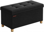 Songmics Sulankstomas suolas 38 x 76 x 40 cm su daiktadėže, juodas