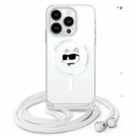 Karl Lagerfeld KLHMP16LHCCHNT Apple iPhone 16 Pro 6.3" dėklas telefonui skaidrus IML Choupette Head & Cord MagSafe