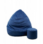Sėdmai&scaron;is su pufu Mega Premium Cloud Velour XL, 90x120 cm, jūros mėlynas