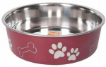 Flamingo Pet Products Karlie nerūdijančio plieno dubuo su plastikine danga, raudonas, 23 cm, 2200 ml