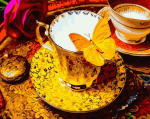 TPS Tapybos rinkinys "A cup of tea with a yellow butterfly"